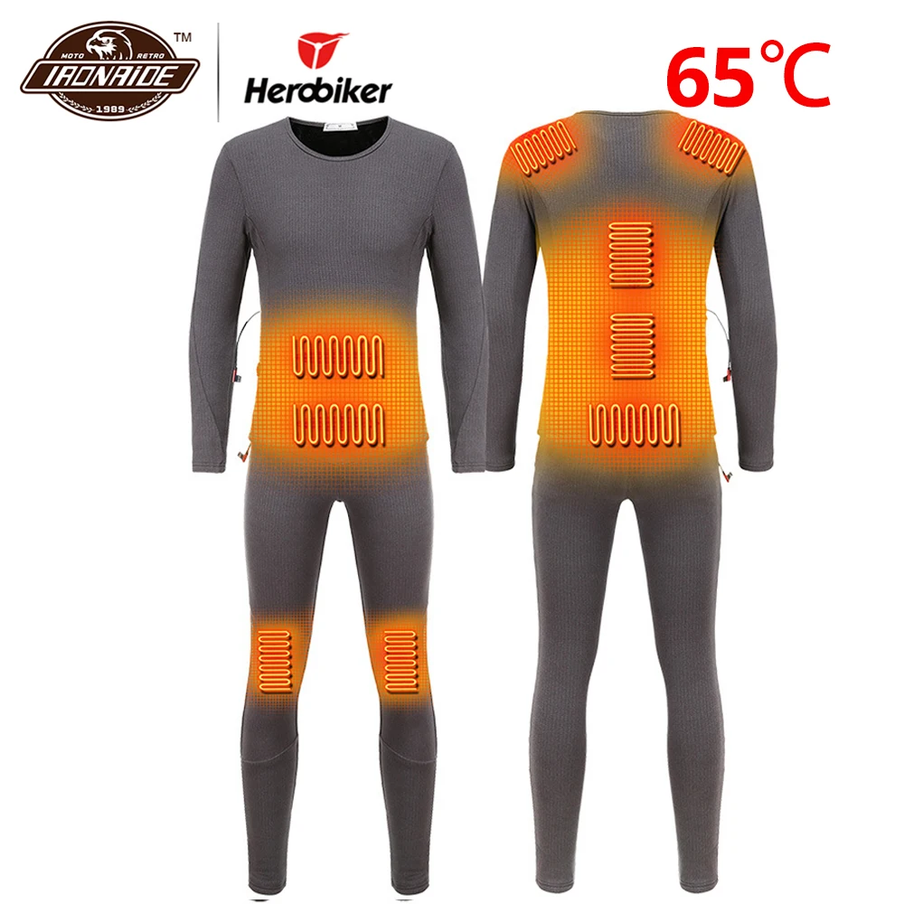 New Heated Suit Men Motorcycle Heating Jacket Electric USB Heating Thermal Underwear Set heated Shirt Top Clothes S-4XL 3 Colour