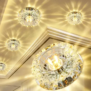 

Flush Mount Small LED Ceiling Light for Art Gallery Decoration Front Balcony Porch Crystal Light Corridors Light Fixture