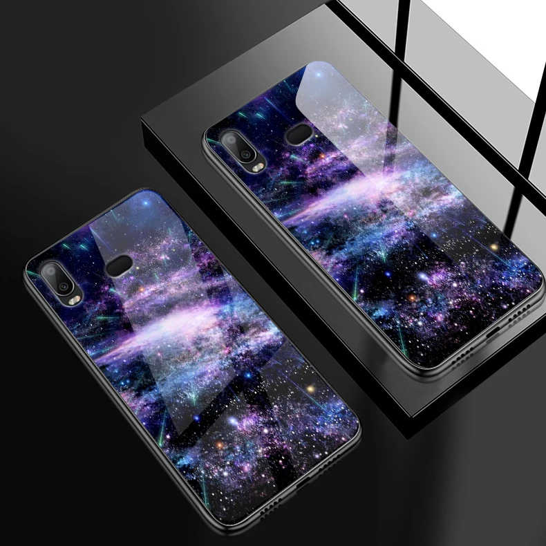 Для samsung Galaxy A10 A20 A30 A40 A50 A6S A70 A8S A80 A90 заднее закаленное Стекло крышка J4Plus M10 M20 M30 Note9 термополиуретановые Чехлы для телефона - Цвет: W341