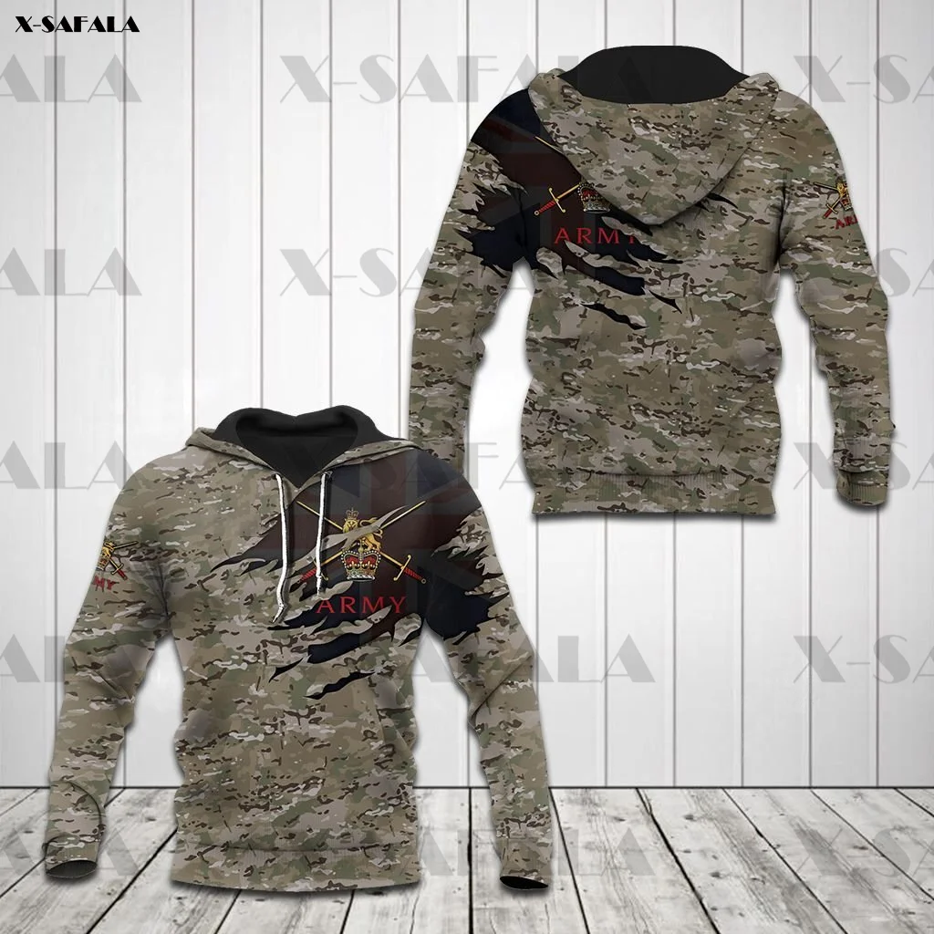 Толстовка на молнии с 3D-принтом в виде британского флага камуфляжной расцветки