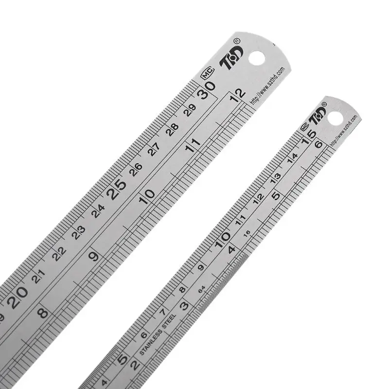 Stainless Steel Ruler Metal Ruler, 12 Inch Straight Edge Ruler with Inch  and Metric Graduations for School Office Engineering Woodworking (2 Pack)
