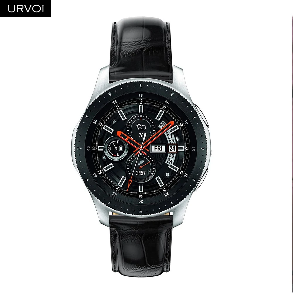 URVOI 22/20 мм кожаный ремешок для Galaxy Watch Active/42/46 мм шестерни ремешок для спортивных часов для HUAWEI GT быстроразъемные контакты мягкий сменный