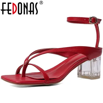 

FEDONAS Vintage Lace Up Buckle Women Sandals 2020 Summer High Heels Pumps Classic Design Wedding Party Shoes Woman Heels Size 34