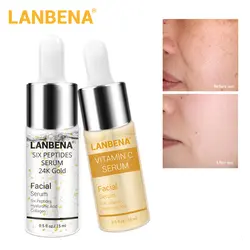 LANBENA витамин C Сыворотки + шесть сыворотка с пептидами 24 K золото Anti-Aging Увлажняющий уход за кожей отбеливание против старения ярче Красота