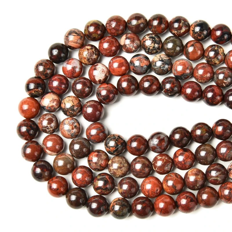 

Factory price Natural Bonus jasper Round Loose stone Beads 15" Strand 4 6 8 10MM Pick Size For Jewelry Making and design