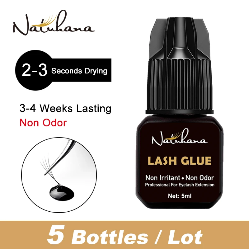 

NATUHAHA 5Bottles/Lot 5ml 2-3s Fast Dry Non Odor No Smell Lash Extension Glue No Simulation Individual Eye lashes Glue Adhesive