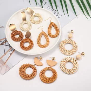 

Natural Handmade Wood Earrings For Women Big Size Brand Design Round/Oval Wave Statement Earring Bohemia Jewelry brincos 2019