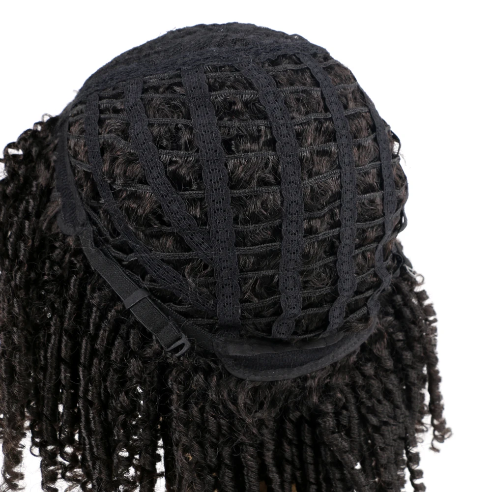 Qp Hair Dreadlock Wig Braided Twist Black Brown Short Curly Heat Resistant Fiber Synthetic Daily Party Dreadlocks Wigig