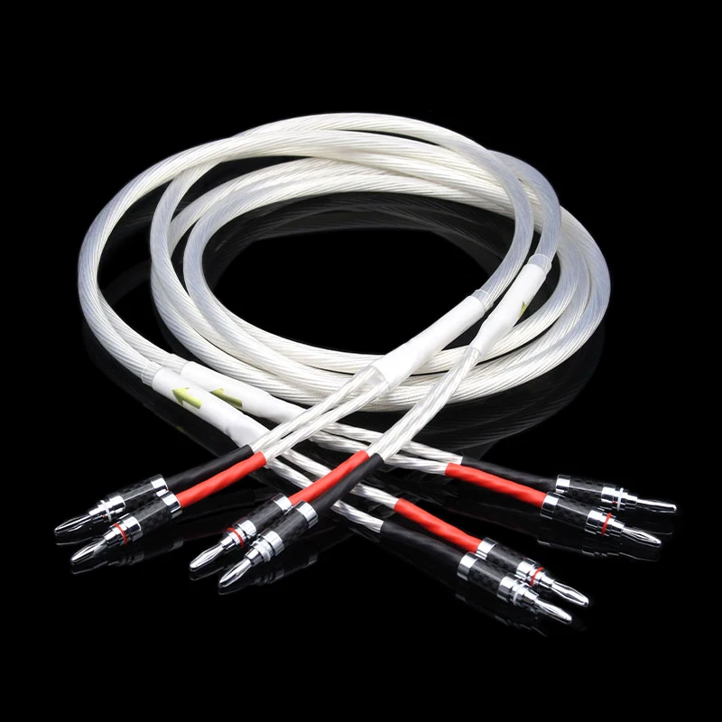 Ein Paar HiFi-versilbertes Lautsprecher kabel High-End 5n Occ Lautsprecher kabel für HiFi-Systeme y Stecker Bananen stecker Lautsprecher kabel – Detail 1