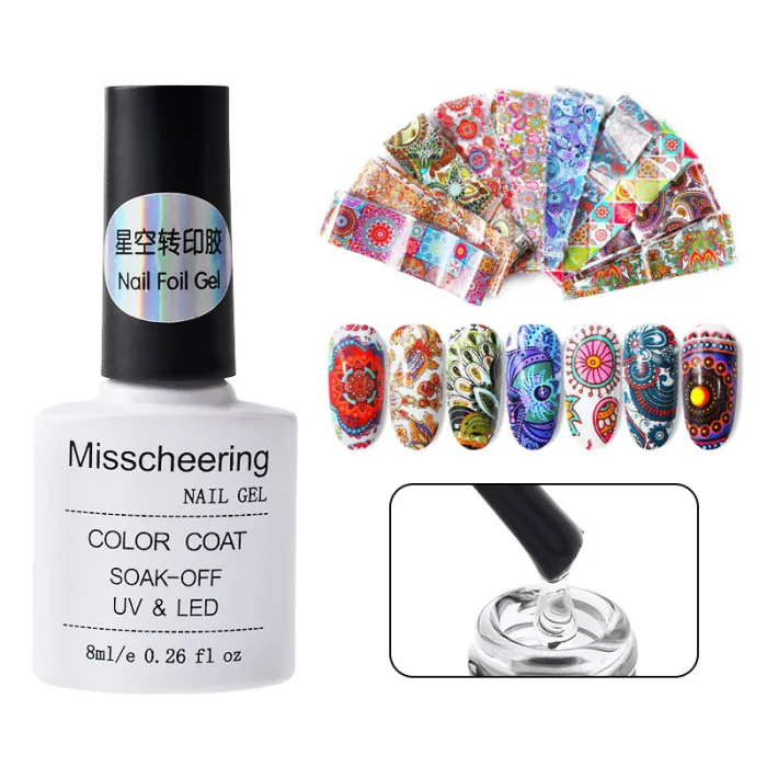 10 Pcs/Set Women Starry Sky Flower Nail Art Transfer Stickers with Adhesive OR88