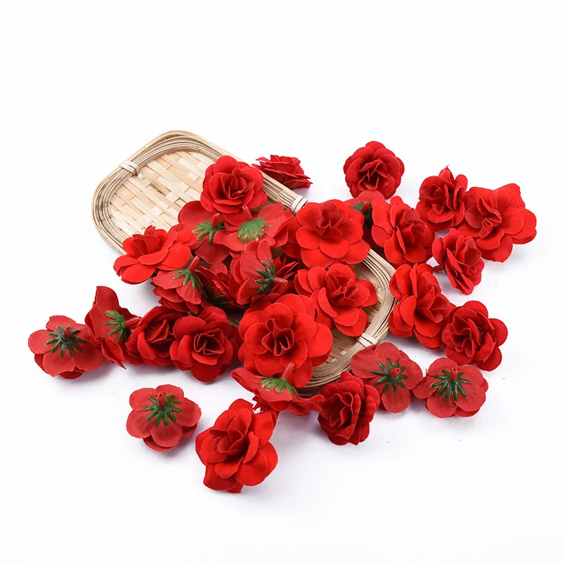 20Pcs Rose Di Seta All'Ingrosso Fiori Decorativi Di Nozze Rosse Accessori Per La Decorazione Domestica Ghirlanda Di Natale Fiori Artificiali A Buon Me
