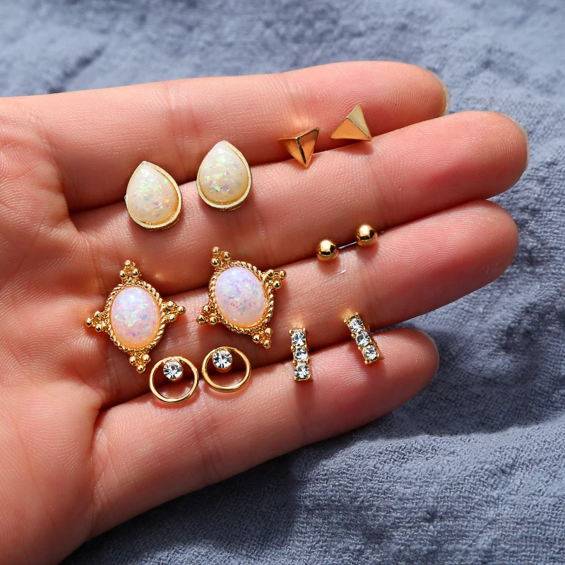 6 пар набор в стиле бохо шпильки для ушей галактика капля камень брусок