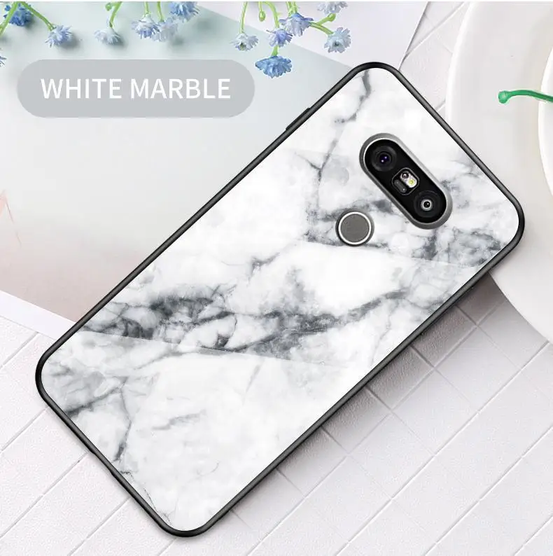 Чехлы для LG G5 G6 G7 G8 роскошный гранитный камень мраморный узор силиконовый бампер закаленное стекло Чехлы Защитные чехлы