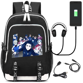 

Anime YURI!!! on ICE USB Port Backpack Boys Girls Men Women Bag Travel School Bag Teenager Laptop Book Bag