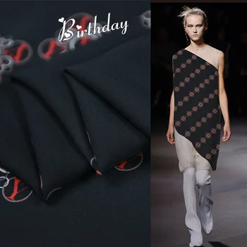 

Summer New 135cm Wide 19Momme 100%silk Crepe Fabric for Dress Brand Logo Design Printed Cloth Diy Sewing Free Shipping Opacity