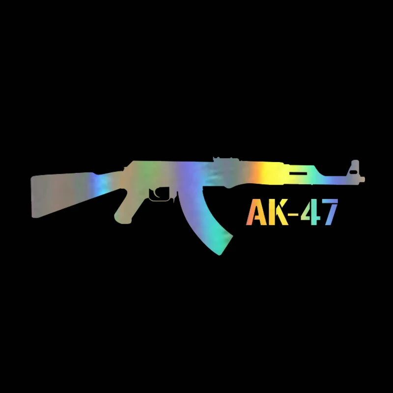 15X4.4CM KALASHNIKOV AK-47 Cartoon Gun Car Stickers and Decals Vinyl Car-styling 3D Decal Car Sticker BlackSilverLaser (4)