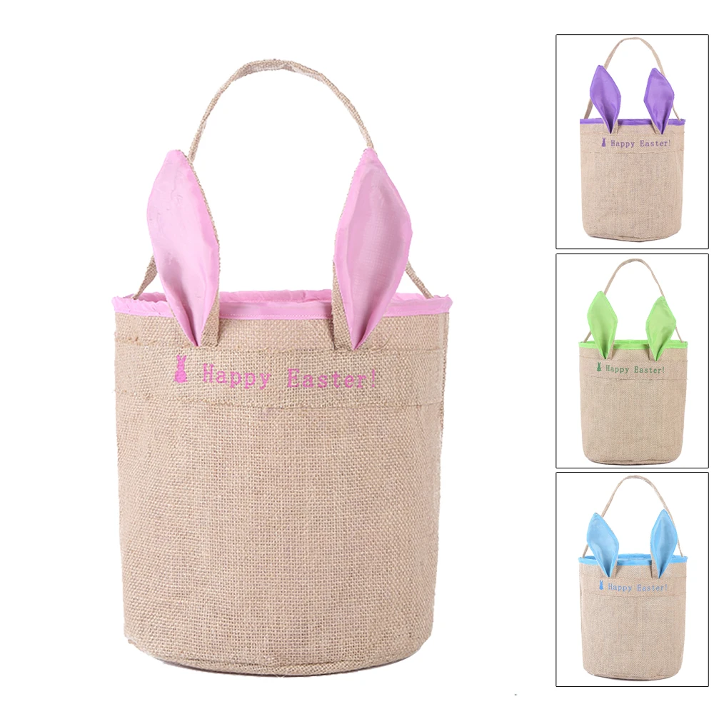 

1pcs Easter Canvas Bunny Ear Rabbit Gift Bags Easter Ears Bags Kids Gift Easter Basket Candy Cookie Gift Basket Blue
