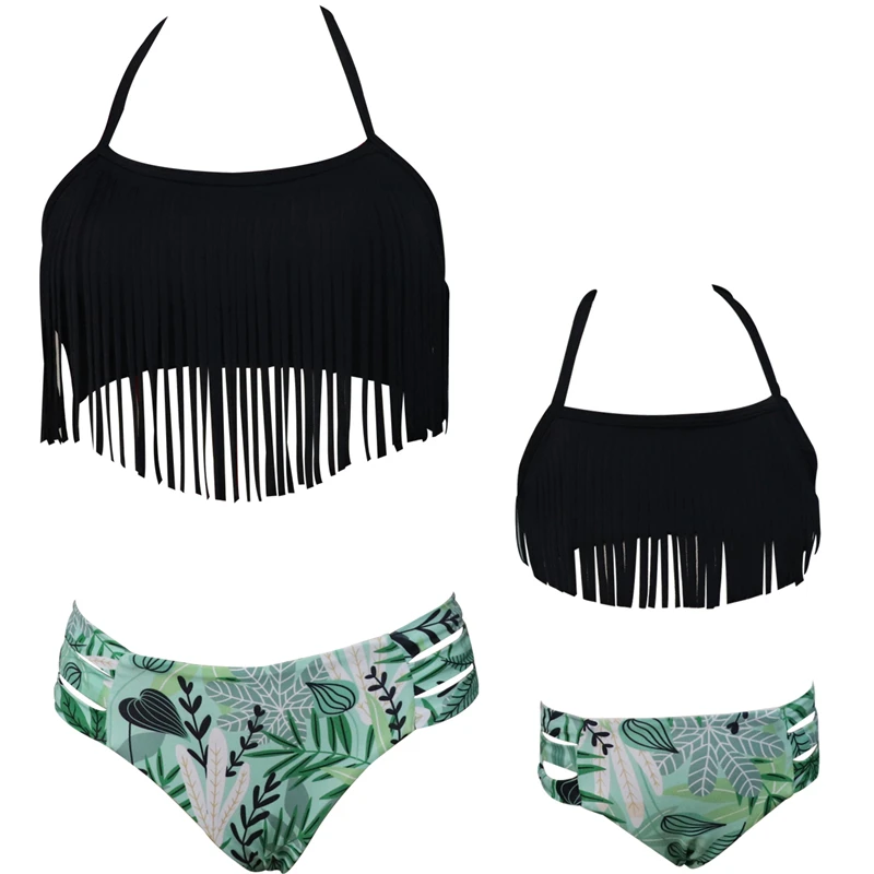 ROSIELARS Женский и женский купальный костюм с цветами кистями бикини высокой талией
