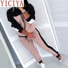 2020 Long Sleeve pink Tracksuit Women Clothing Stripe Running Set Fall Jogging Sweat Pants Sportswear Female SportSuits Hoodies 2020 Long Sleeve pink Tracksuit Women Clothing Stripe Running Set Fall Jogging Sweat Pants Sportswear Female SportSuits Hoodies