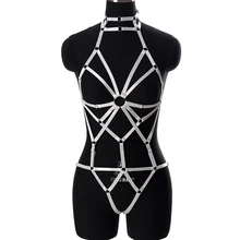 Белый комплект жгутов в стиле панк, готический, для танцев на шесте, бюстгальтер, для всего тела, бондаж, сексуальное белье, для тела, клетка для тела, вечерние, для танцев, фестивальный рейв для женщин