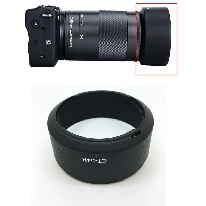 ET-54B 52mm et 54b ET54B Lens Hood Reversible Camera Lente Accessories for Canon EOS M100 M3 M10 EF-M 55-200 mm f/4.5-6.3 IS STM