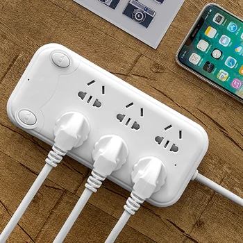 

Electrical Sockets Usb socket adapter plug row Multifunctional patch board home with cable long line without rubik