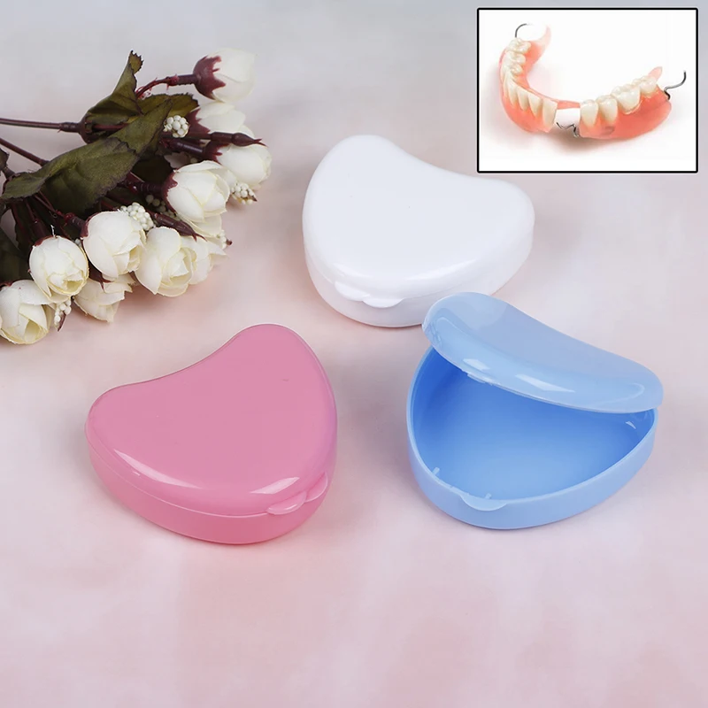 

Dental Orthodontic Retainer Box Case For Denture Teeth Mouth Guard Storage Heart Shape False Teeth Box Storage Case