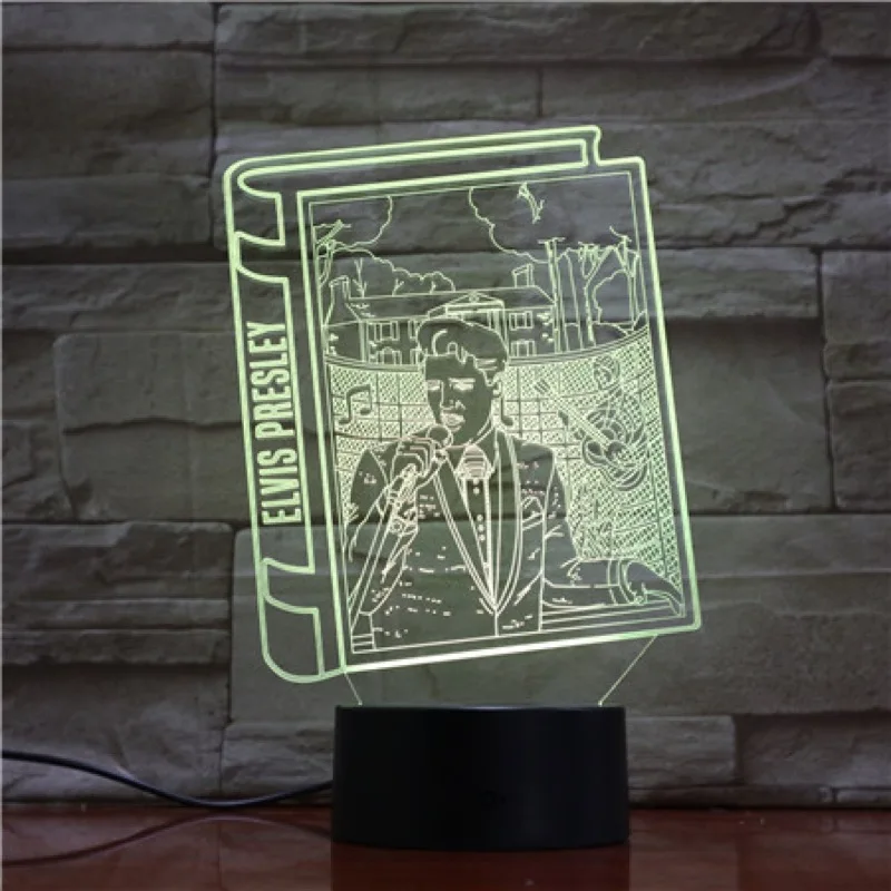 6 Michael Jackson Figure 3D LED Night Light Marshmello The King Johnny Hallyday Waylon Jennings Hatsune Miku 3D Lamp Dropshipping - Испускаемый цвет: 6