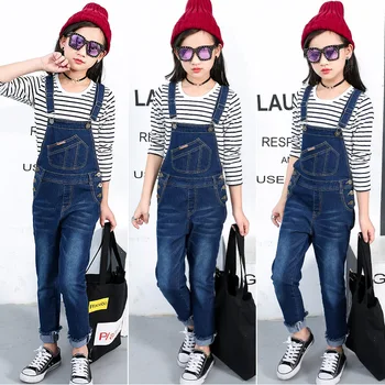 

2019 New Kids Denim Overall for Girls Children Autumn Suspenders Pencil Jeans Kids Jumpsuit Girls Denim Overalls High Quality