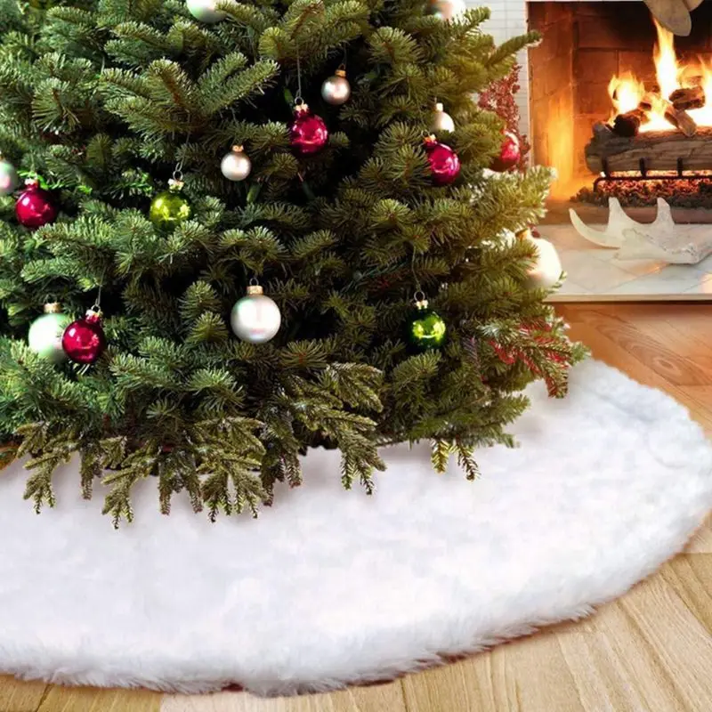 48 inch White Plush Christmas Tree Skirts Fur Carpet Merry Christmas Decoration New Year Xmas Party Holiday Decoration 634E