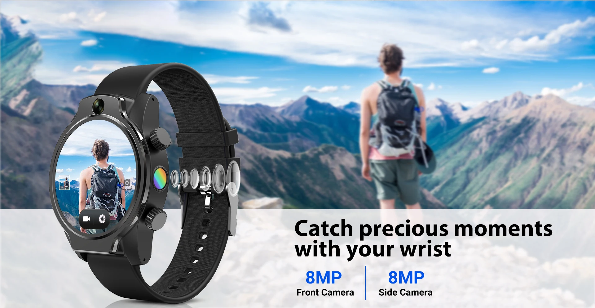 Rogbid Brave Smartwatch 1360mAh 4G LTE Fitness Heart Rate Tracker