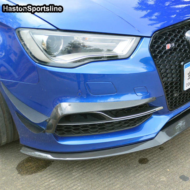 Для Audi S3 модифицированный Карбон волокно лицевая часть галстука сплиттер передняя противотуманная фара плавник автомобильный Стайлинг