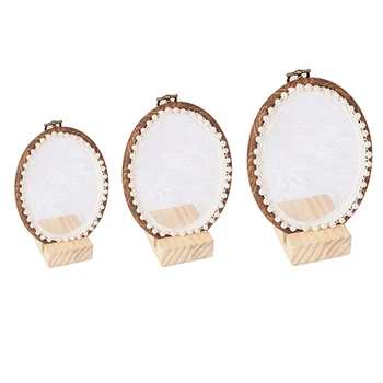 

3Pcs Lace Embroidered Shed Earrings Storage Rack Home Bamboo Jewelry Rack Earrings Ear Jewelry Display Stand