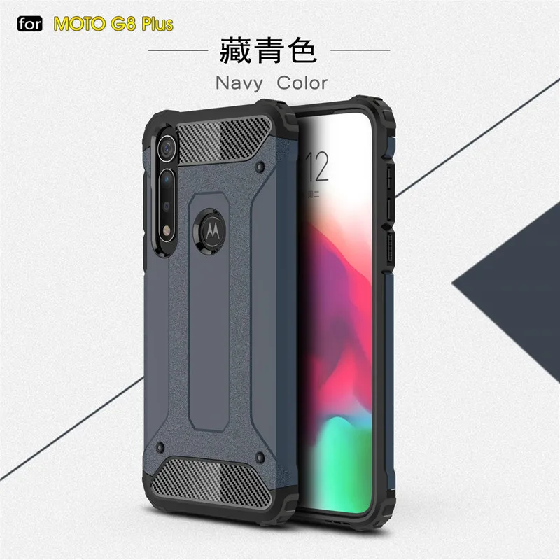 NavyBlue Для Moto G8 Plus чехол противоударный армированный резиновый жесткий чехол для телефона для Moto G8 Plus защитный чехол для Motorola Moto G8 Plus - Цвет: NavyBlue