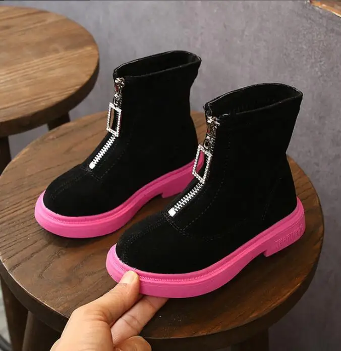 NEW Girls Leather Boots Boys Shoes Spring Autumn Leather Children Boots Fashion Toddler Kids Boots Warm Winter Boots