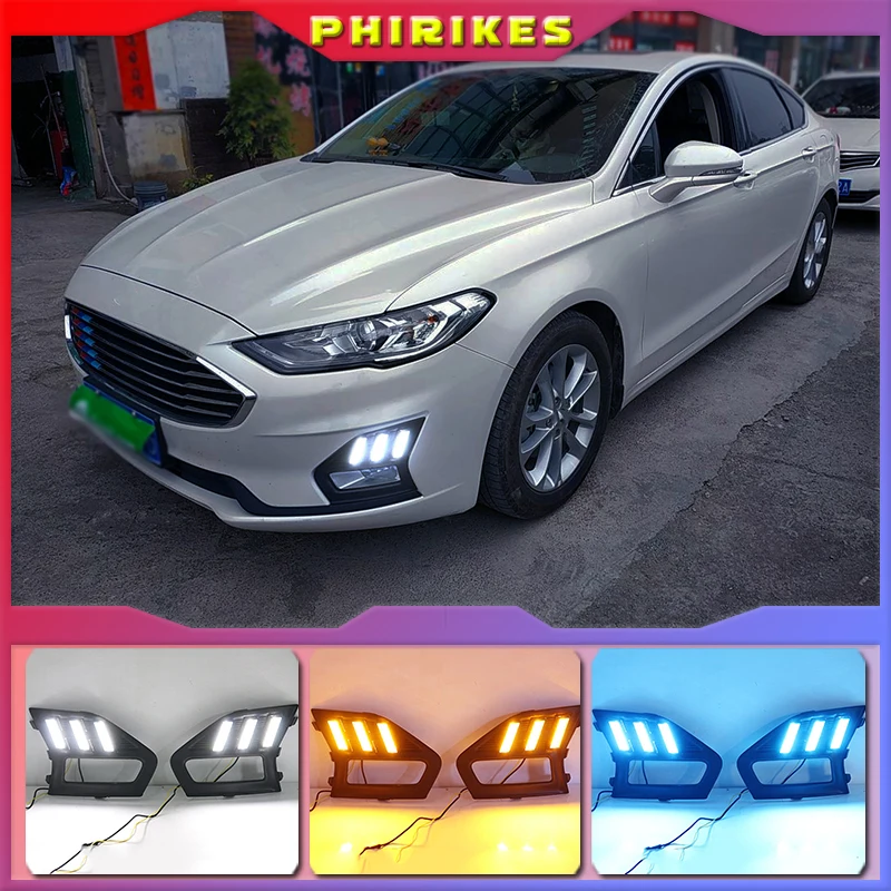 

For Ford Mondeo Fusion 2019 2020 Yellow Turning Signal Relay Waterproof Car DRL Lamp LED Daytime Running Light