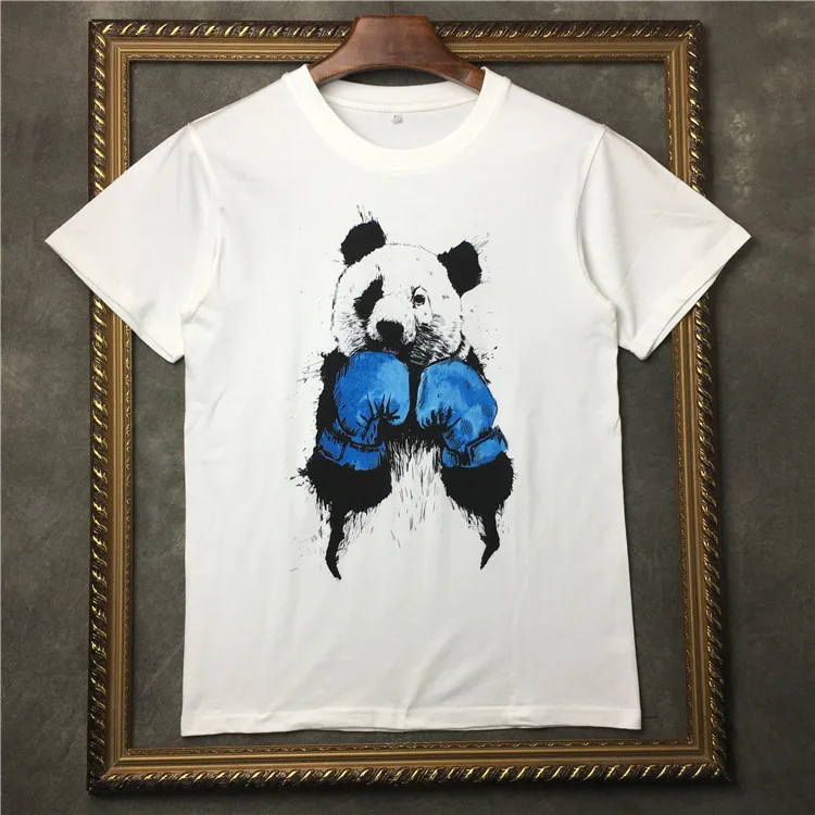 Мужские 19ss новые футболки с мультяшной пандой для бокса в стиле хип-хоп скейтборд