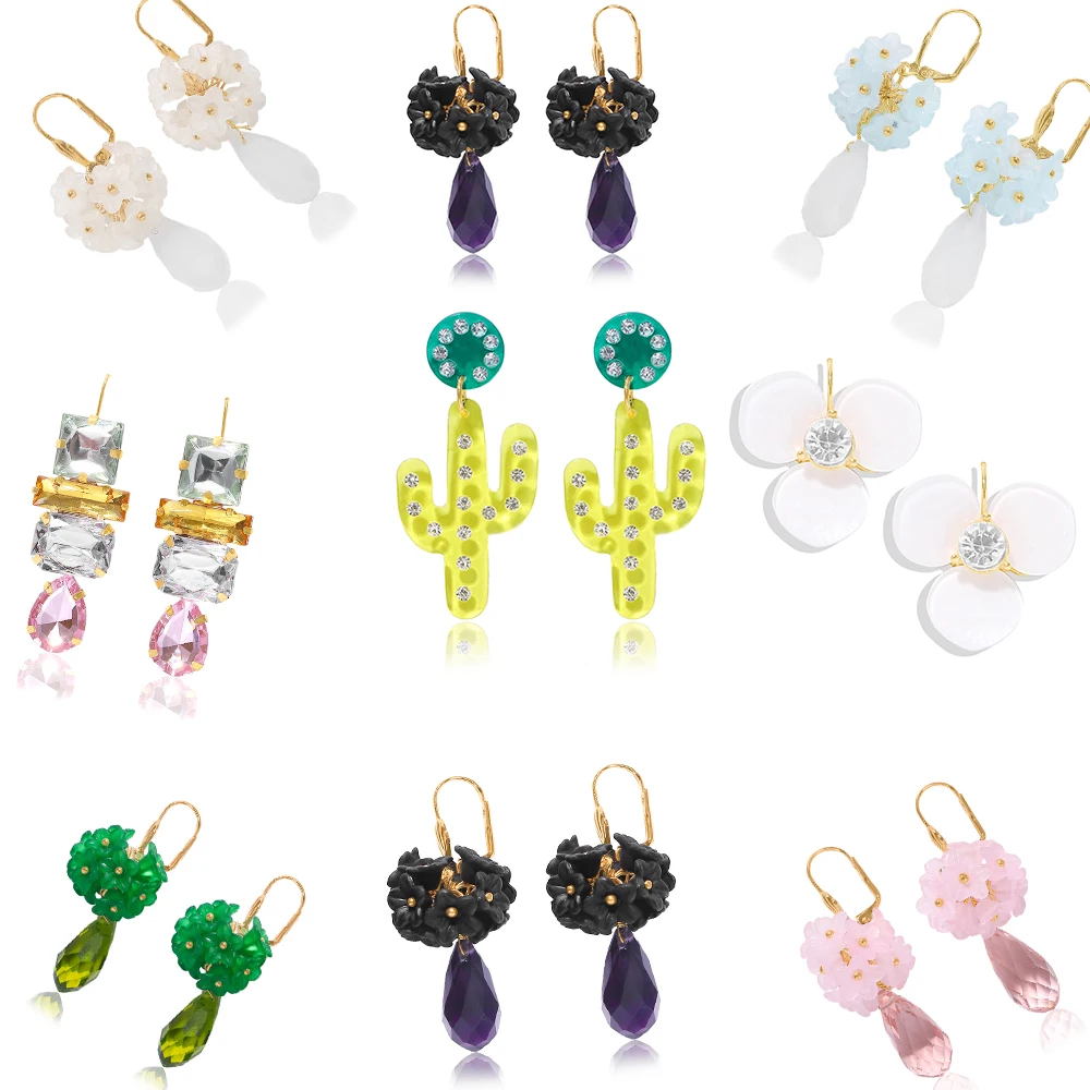 

Bohemian Acrylic Cactus Dangle Earrings Ethnic Flower Earrings for Women 2019 Statement Earrings Fashion Jewelry Wholesale