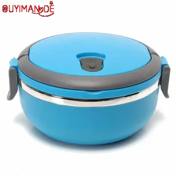 

Stainless Thermo Insulated Thermal Food Container Bento Round Lunch Box 1 Layer