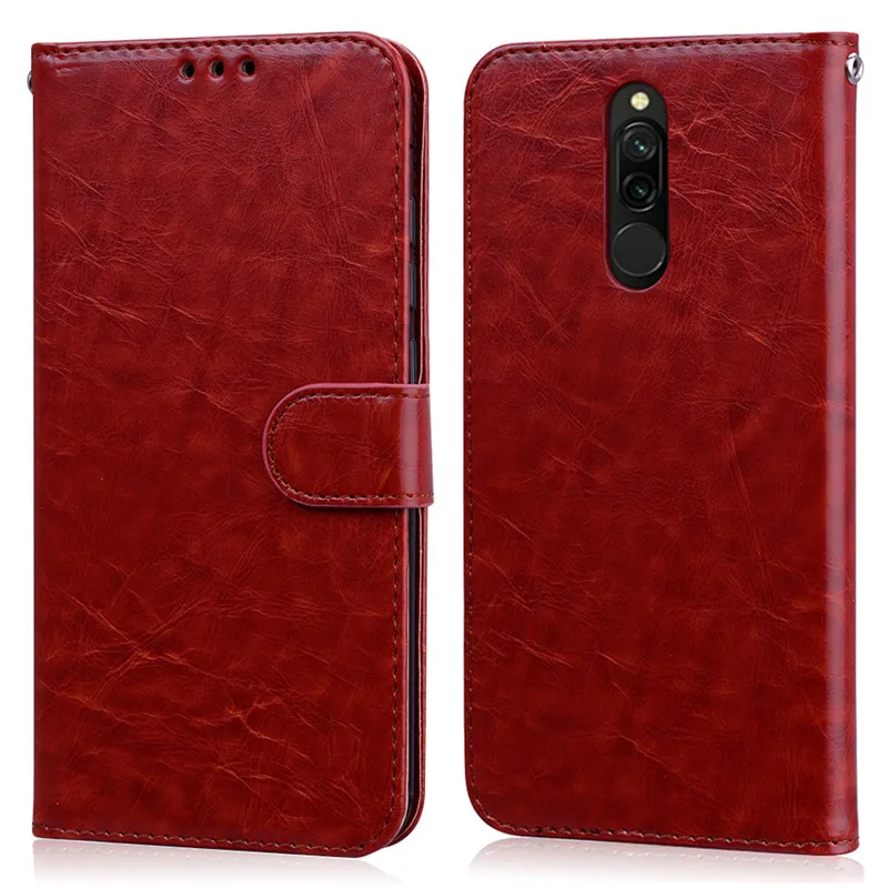 Brown Xiaomi Redmi 8 чехол Redmi 8 чехол мягкий силиконовый кожаный бумажник флип-чехол для Xiaomi Redmi 8 Redmi8 чехол для телефона держатель для карт Fundas - Цвет: Brown