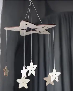 

60cm*23cm DIY Ins Nordic Wind Wooden Star Wind ChimesDecor Banner Baby Room Decoration Bedding Bumpers Kids Party Balls Kids