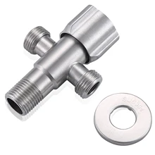 G1/2 Three-Way Angle Valve Stainless Steel Water Sink Hot and Cold Water Stop Valve Shower Arm Diverter Valve Replacement Part