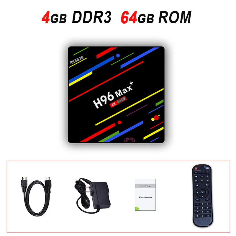 H96 MAX+ tv Box Android 9,0 Smart tv Box с G10 Voice Air mouse 4 Гб 64 Гб Rockchip RK3328 H.265 4K H96max Plus телеприставка - Цвет: 4GB 64GB Standard