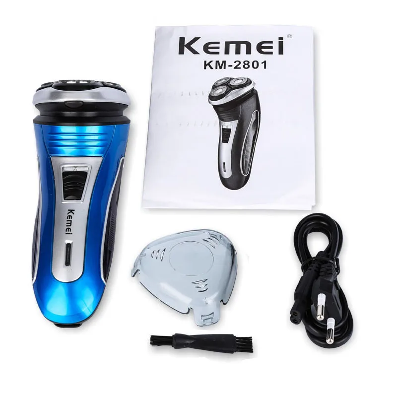 Kemei электробритва 3D Тройная плавающая головка лезвия USB Аккумуляторная Мужская