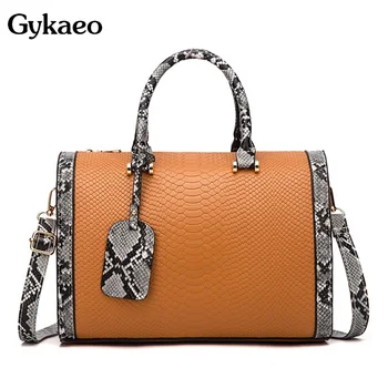 

Gykaeo Luxury Handbags Women Bags Designer Fashion Boston Tote Bag Ladies Soft PU Leather Serpentine Messenger Shoulder Bags Sac