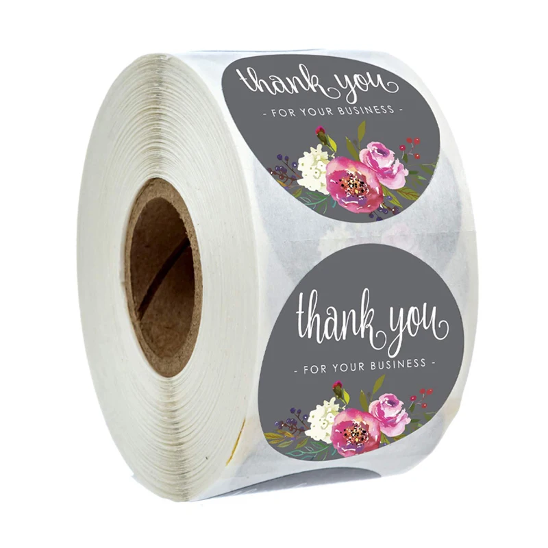 

500Pcs Round Floral Thank You for Your Business Stickers 1inch Color Flower handmade Stickers Envelope Seal stationery sticker