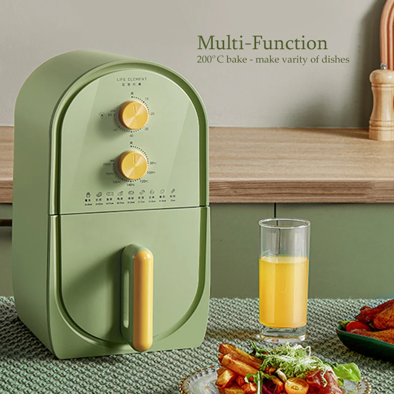 LIFE ELEMENT Manual Air Fryer with 9 Cooking Functions,Oil-Free for Cooking,Timer and Temperature Control,3L,1400W,220V - Famidy.com