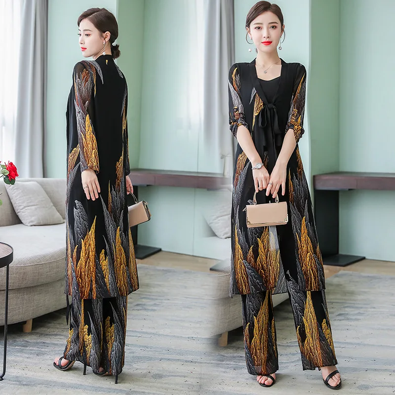 

Western Style Spring Clothing WOMEN'S Suit Elegant Summer Wear New Style Graceful Chiffon Pendant Sense Loose Pants Slimming Thr