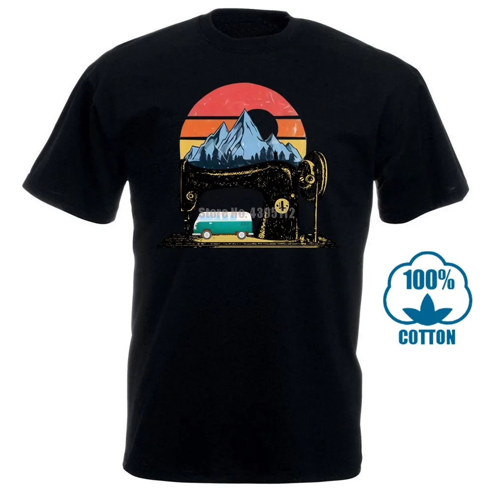 

Camping Mountain Sewing Machine White T Shirt M-6 XL