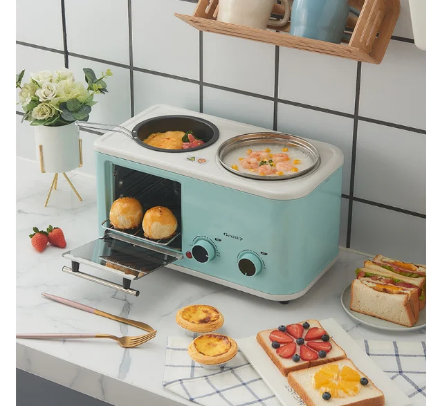 Breakfast machine Nosmok stick roast shabu-electric barbecue grill indoor Outdoor Party 6gear Toaster Furnace - Цвет: Синий